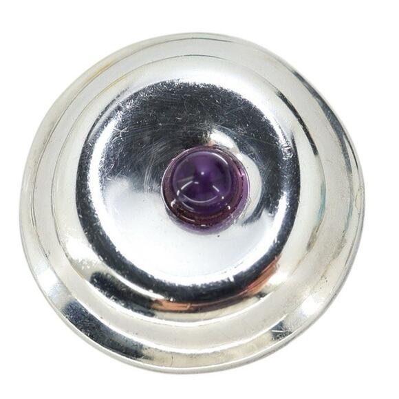 Vintage RLM Robert Lee Morris Studio Sterling Silver Modernist Brooch W Amethyst - Picture 1 of 5